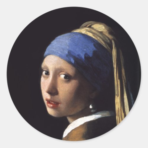 The Girl With A Pearl Earring by Johannes Vermeer Classic Round Sticker