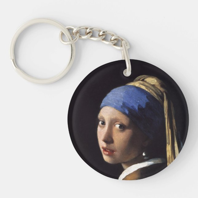 The Girl With A Pearl Earring by Johannes Vermeer Keychain (Front)