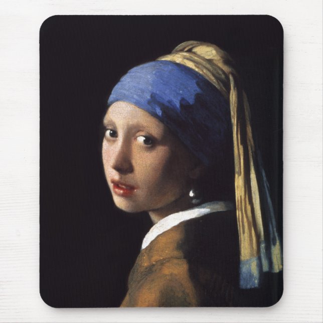 The Girl With A Pearl Earring by Johannes Vermeer Mouse Pad (Front)