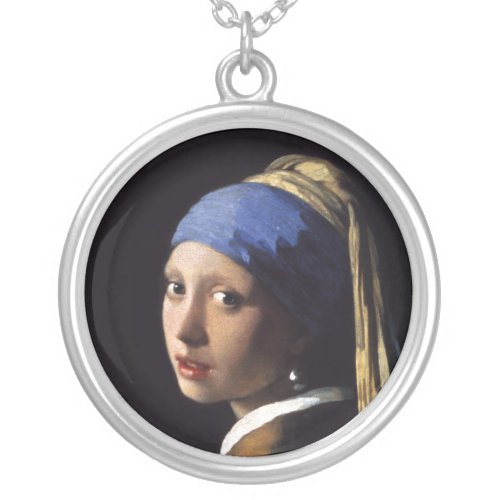 The Girl With A Pearl Earring by Johannes Vermeer Silver Plated Necklace