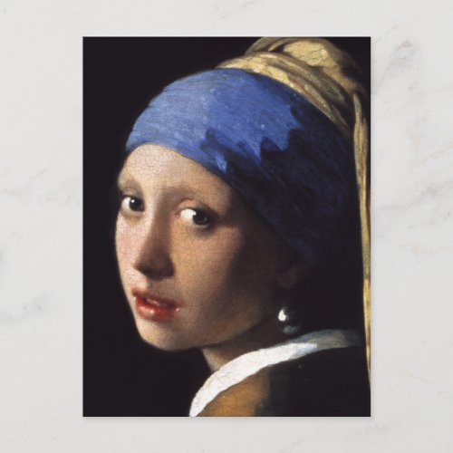 The Girl With A Pearl Earring in detail close up Postcard