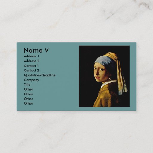 Customizable The Girl with a Turban/Girl with the Pearl Earring Business Cards