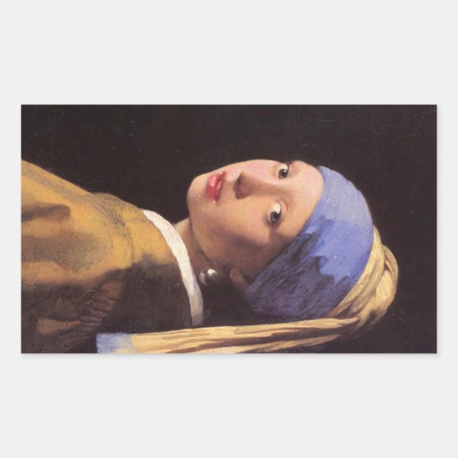 The girl with the pearl earring by Vermeer Rectangular Sticker (Front)