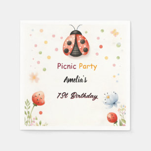 The Girls Love Bug Picnic Polka Dot 1st Birthday Napkins