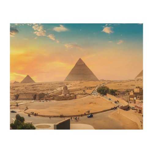 The Giza pyramids Wood Wall Art