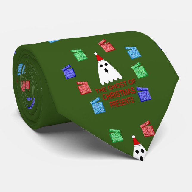 The Gjost of Christmas Presents Funny Neck Tie (Rolled)