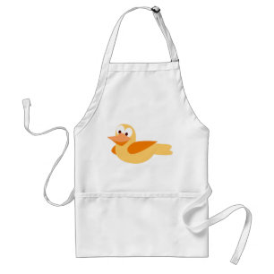 The glad and funny duck flying adult apron