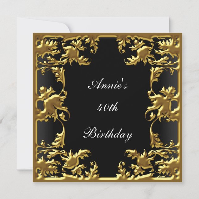 The Glamour Birthday Invitation Elegant Black Gold (Front)