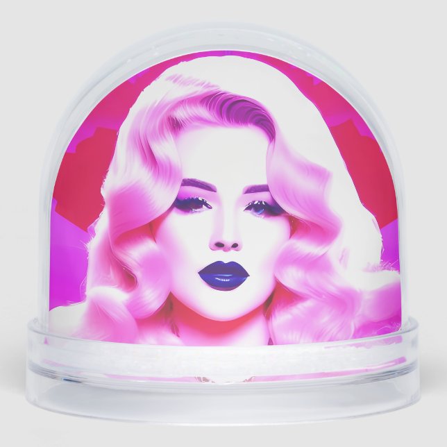 The Glamour Magic of a Blue Blown Kiss Snow Globe (Front)