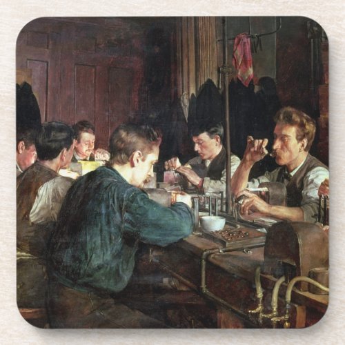 The Glass Blowers 1883 oil on canvas Drink Coaster