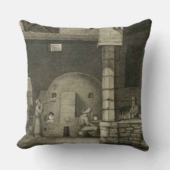 The Glass Bottle Maker, from Volume II Arts and Tr Throw Pillow (Front)