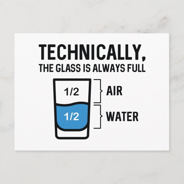 The Glass Is Always Full Postcard (Front)