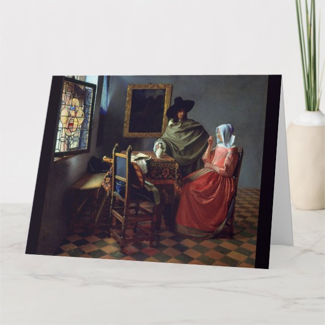 The Glass of Wine by Johannes Vermeer Card (Front)