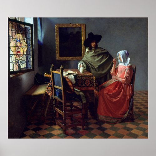 The Glass of Wine by Johannes Vermeer Poster