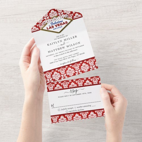 The Glitter Damask Las Vegas Wedding Collection All In One Invitation