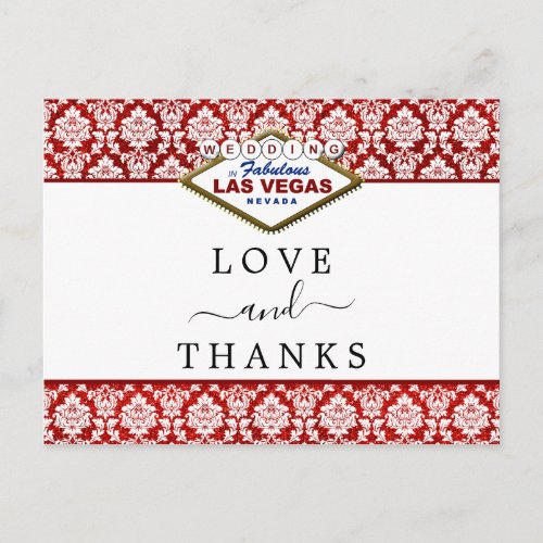 The Glitter Damask Las Vegas Wedding Collection Announcement Postcard