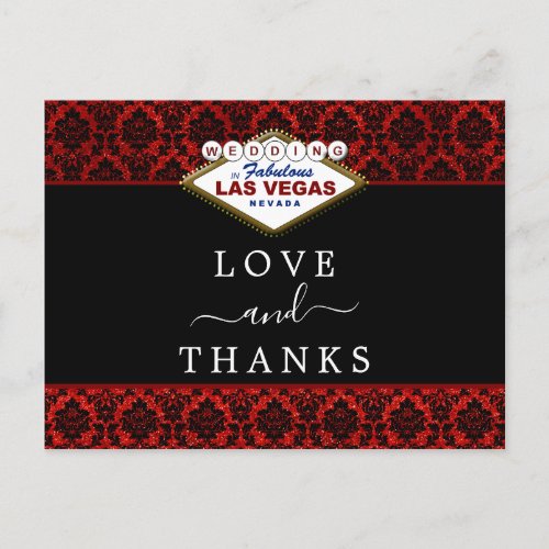 The Glitter Damask Las Vegas Wedding Collection Announcement Postcard