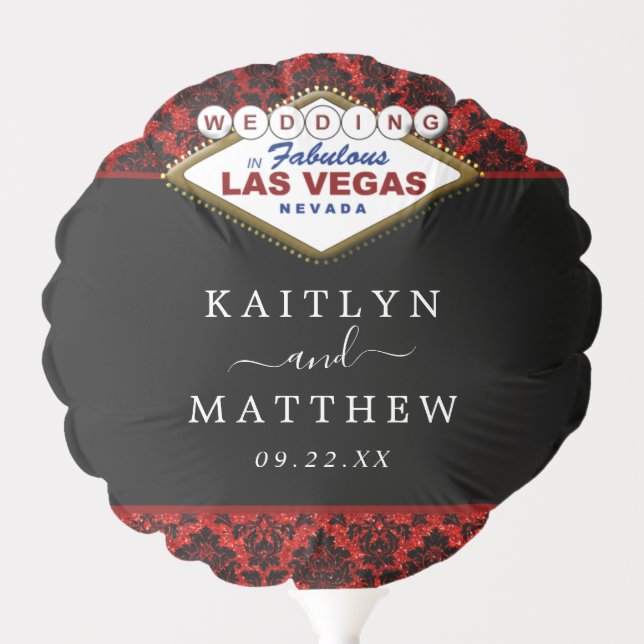 The Glitter Damask Las Vegas Wedding Collection Balloon (Front)
