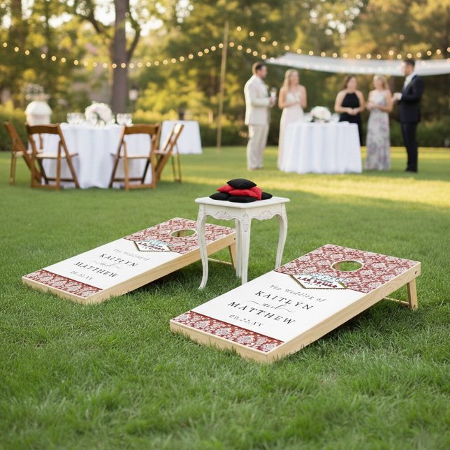 The Glitter Damask Las Vegas Wedding Collection Cornhole Set (Creator Uploaded)