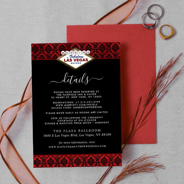 The Glitter Damask Las Vegas Wedding Collection Enclosure Card (Creator Uploaded)