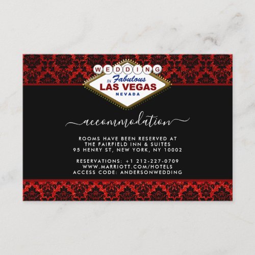 The Glitter Damask Las Vegas Wedding Collection Enclosure Card