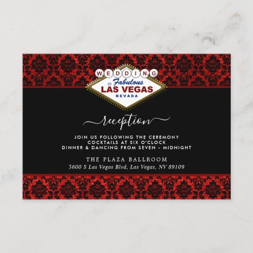 The Glitter Damask Las Vegas Wedding Collection Enclosure Card