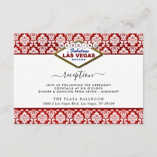 The Glitter Damask Las Vegas Wedding Collection Enclosure Card