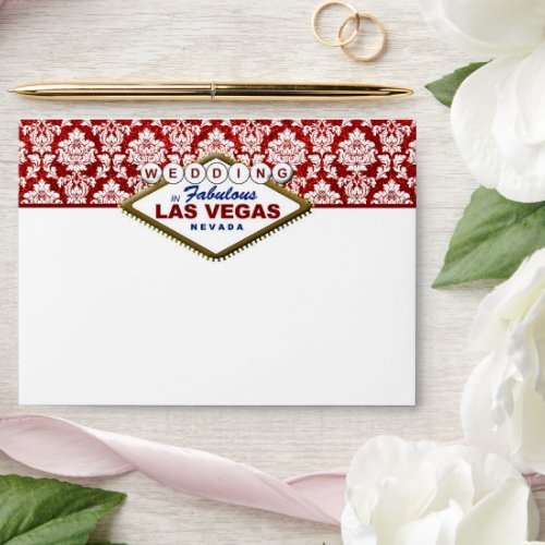 The Glitter Damask Las Vegas Wedding Collection Envelope