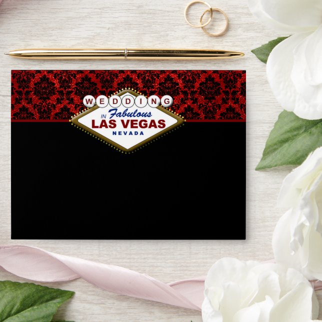 The Glitter Damask Las Vegas Wedding Collection Envelope (Wedding)