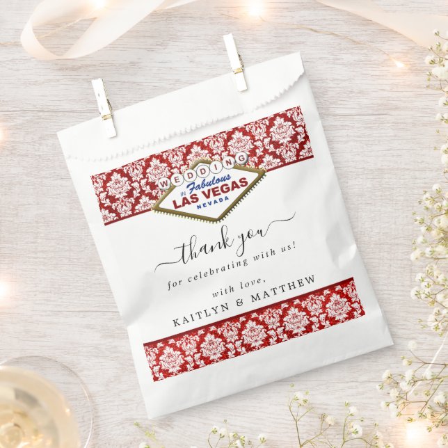 The Glitter Damask Las Vegas Wedding Collection Favor Bag (Clipped)