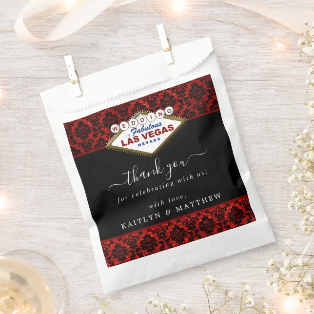 The Glitter Damask Las Vegas Wedding Collection Favor Bag (Clipped)