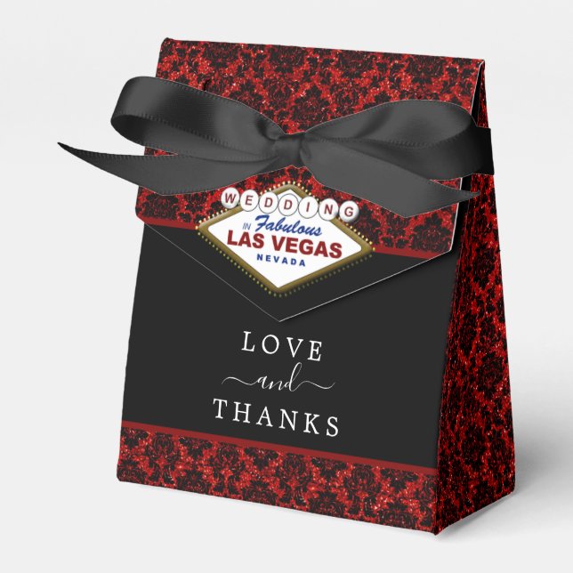 The Glitter Damask Las Vegas Wedding Collection Favor Boxes (Front Side)