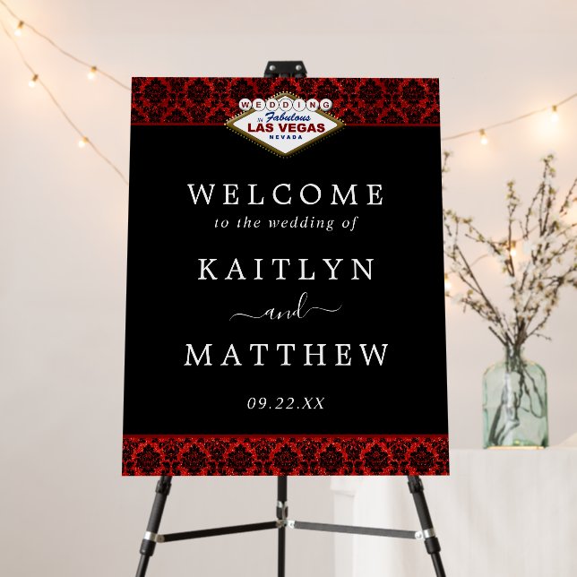 The Glitter Damask Las Vegas Wedding Collection Foam Board (In Situ (Stand))