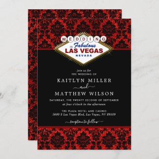 The Glitter Damask Las Vegas Wedding Collection Invitation