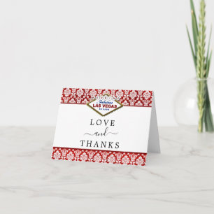 The Glitter Damask Las Vegas Wedding Collection Letterpress Thank You Card