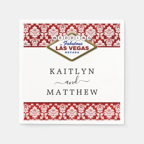 The Glitter Damask Las Vegas Wedding Collection Napkins