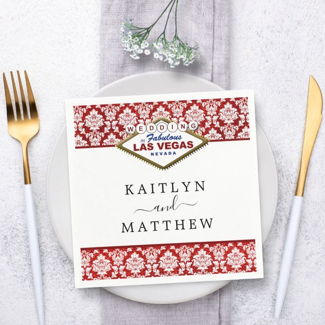 The Glitter Damask Las Vegas Wedding Collection Napkins (Creator Uploaded)