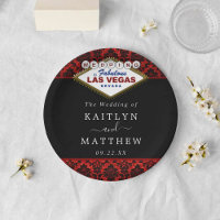 The Glitter Damask Las Vegas Wedding Collection Paper Plates