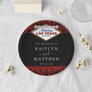 The Glitter Damask Las Vegas Wedding Collection Paper Plates