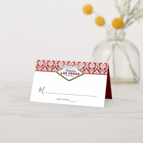 The Glitter Damask Las Vegas Wedding Collection Place Card