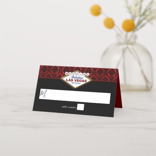 The Glitter Damask Las Vegas Wedding Collection Place Card