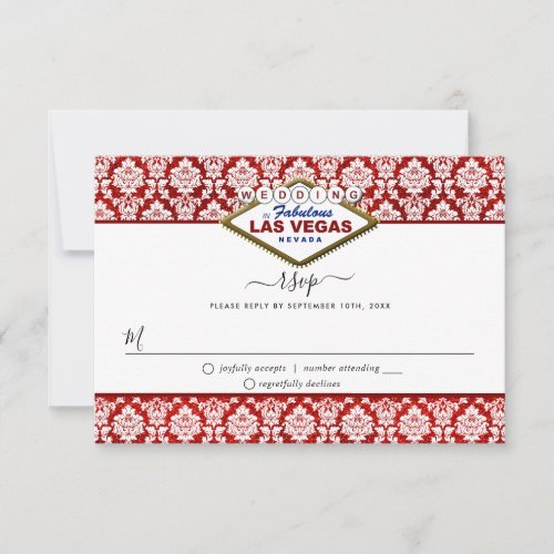 The Glitter Damask Las Vegas Wedding Collection RSVP Card