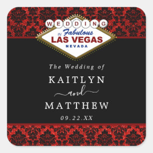 The Glitter Damask Las Vegas Wedding Collection Square Sticker