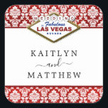 The Glitter Damask Las Vegas Wedding Collection Square Sticker<br><div class="desc">Celebrate in style with these stylish and very trendy wedding stickers. This design is easy to personalize with your special event wording and your guests will be thrilled when they receive these fabulous stickers.</div>