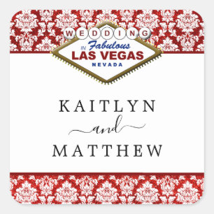 The Glitter Damask Las Vegas Wedding Collection Square Sticker