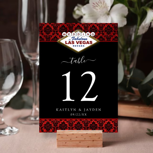 The Glitter Damask Las Vegas Wedding Collection Table Number (Creator Uploaded)