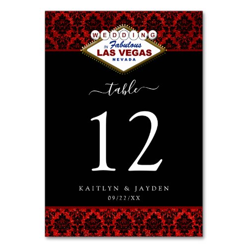 The Glitter Damask Las Vegas Wedding Collection Table Number