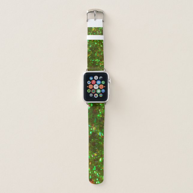 The Glitz glam glitter green Apple Watch Band (Front)