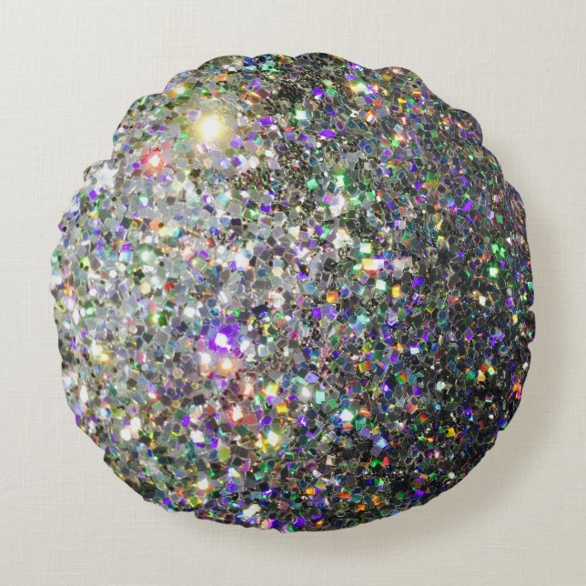 The Glitz Hologram Round Throw Pillow! Pillow (Front)