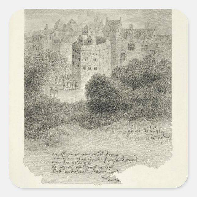 The Globe Theatre, Bankside, Southwark, after a dr Square Sticker (Front)